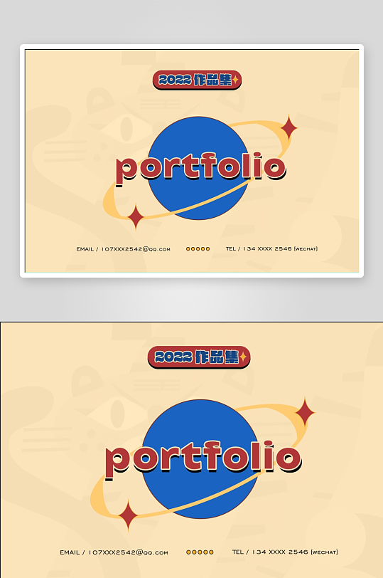 简约作品集模版素材-众图网