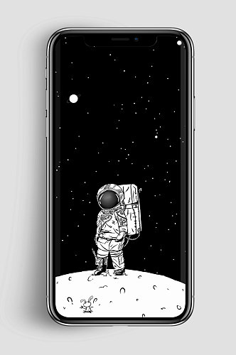 太空中月球上宇航员插画
