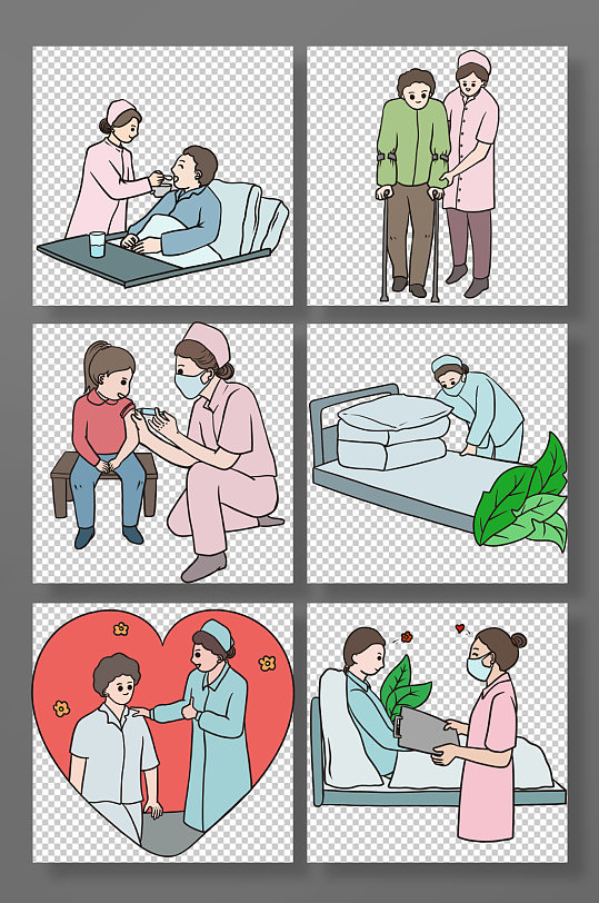 护士人物护理工作元素插画