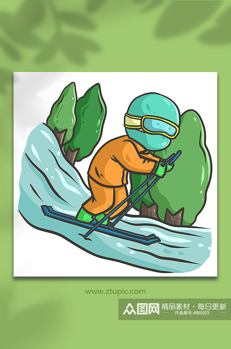 儿童运动滑雪人物元素插画素材