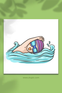 儿童运动游泳人物元素插画