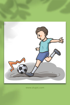 儿童踢足球人物元素
