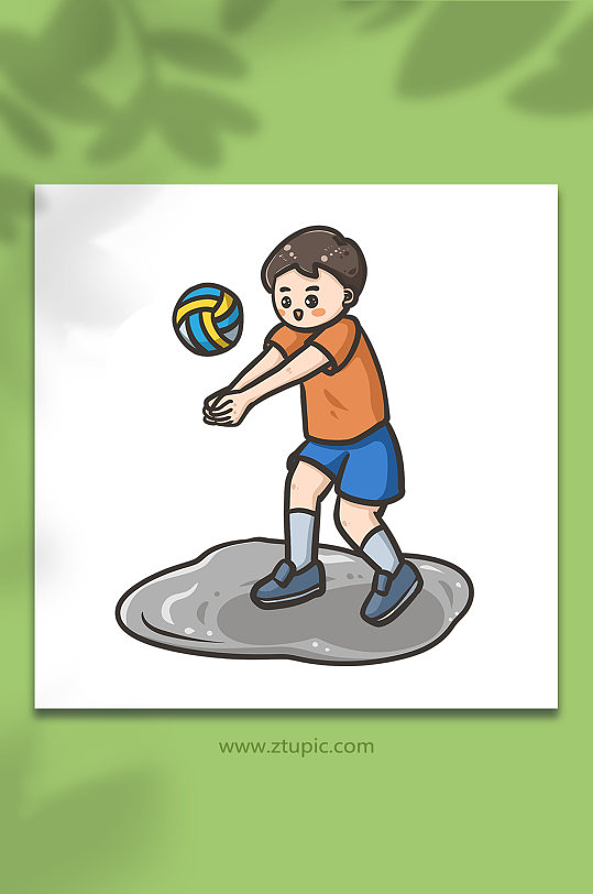 儿童运动打排球人物元素插画