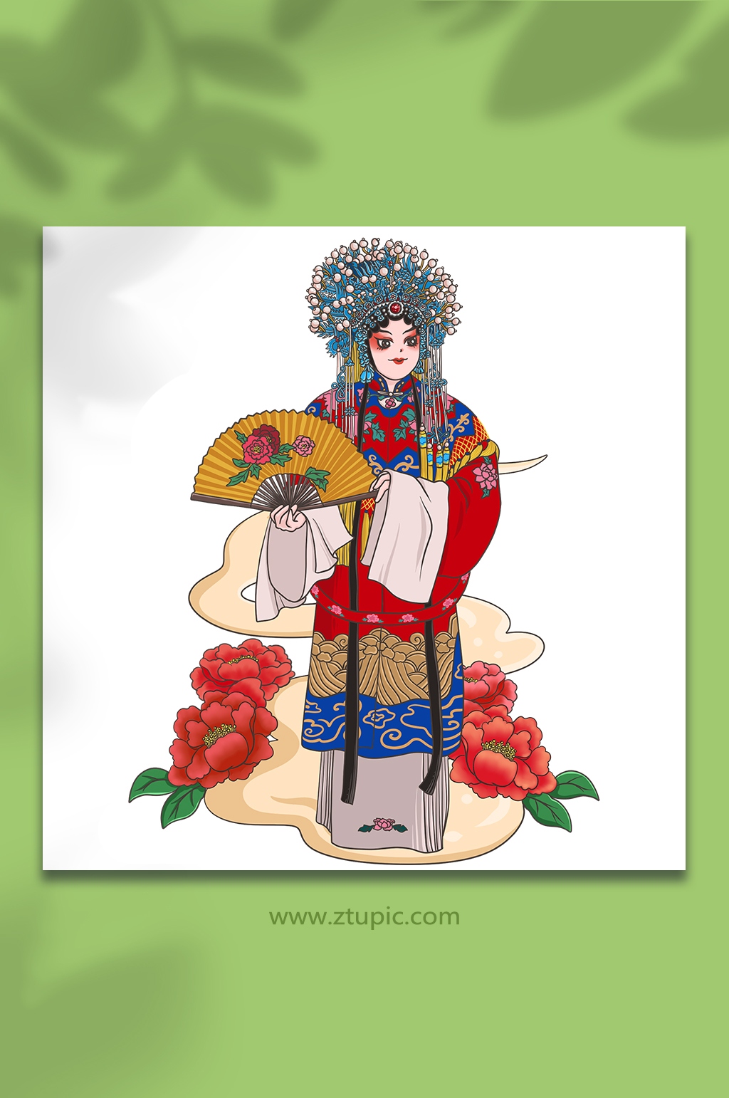 传统京剧戏曲贵妃元素插画素材