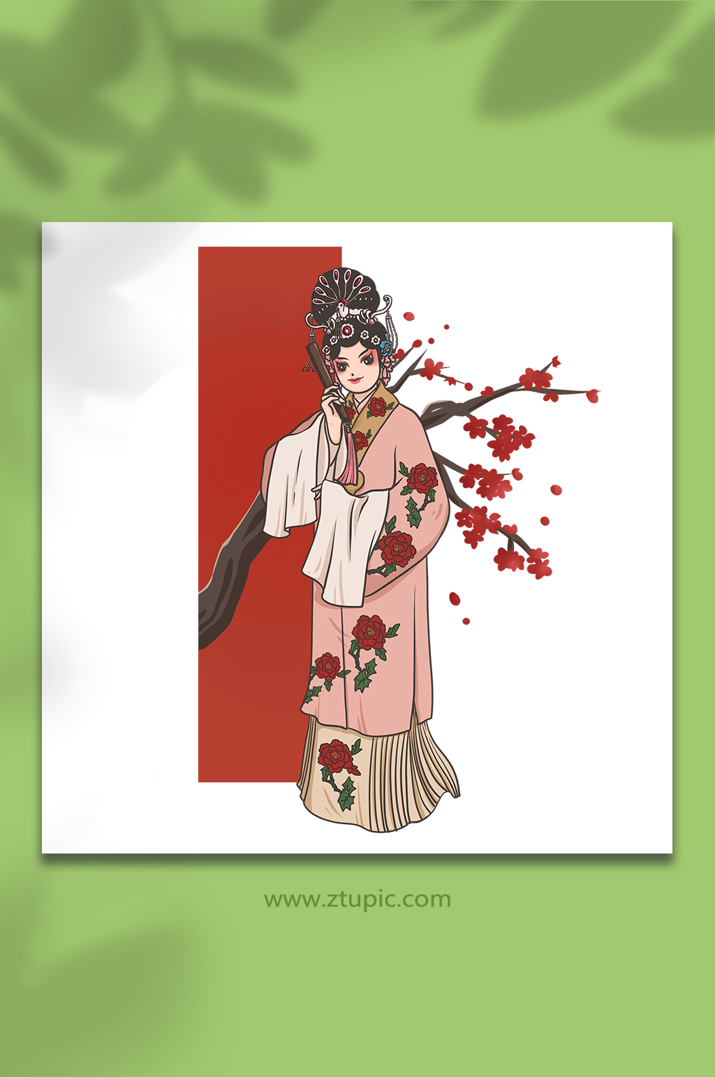 传统京剧戏曲小姐元素插画素材