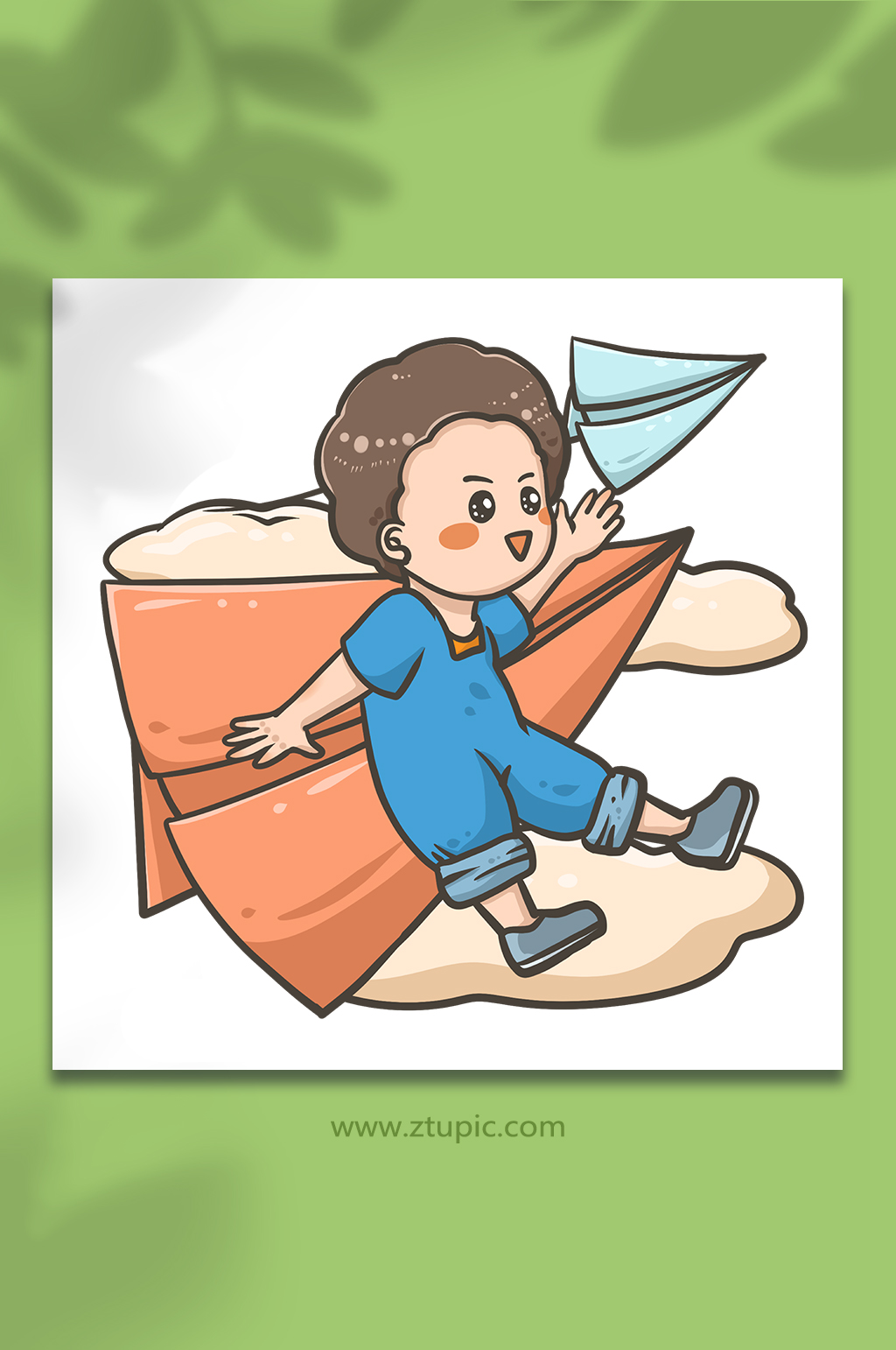 儿童节人物纸飞机元素插画素材