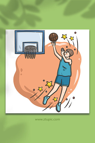 打篮球人物帅气投篮元素插画