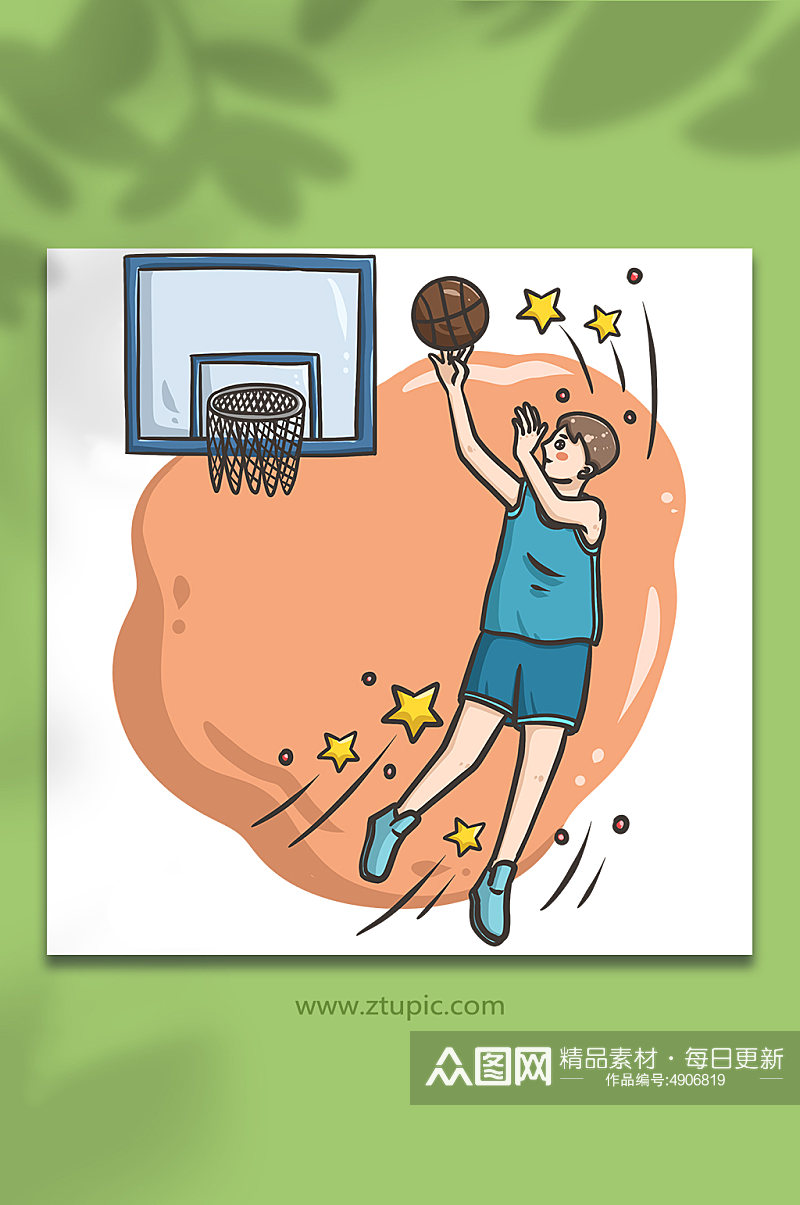 打篮球人物帅气投篮元素插画素材