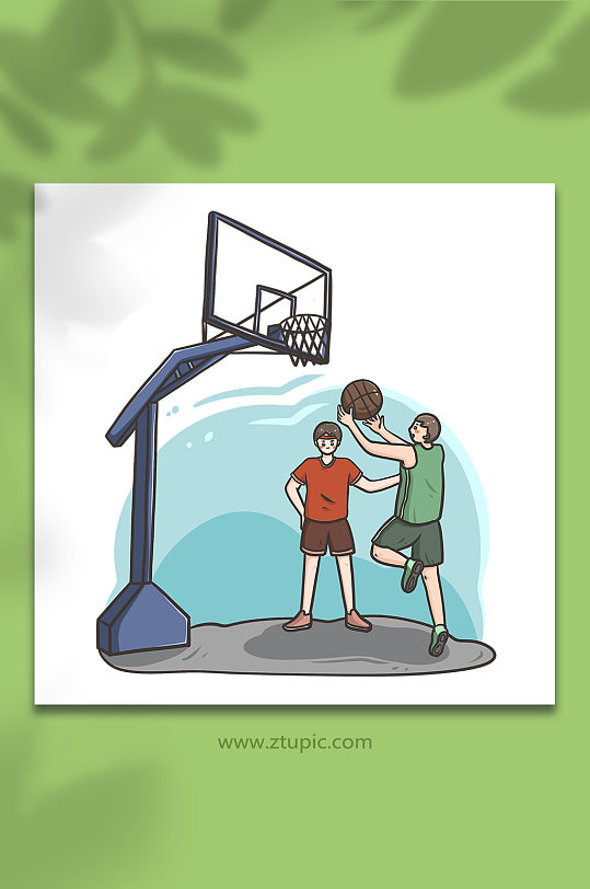 打篮球运动上篮人物元素插画