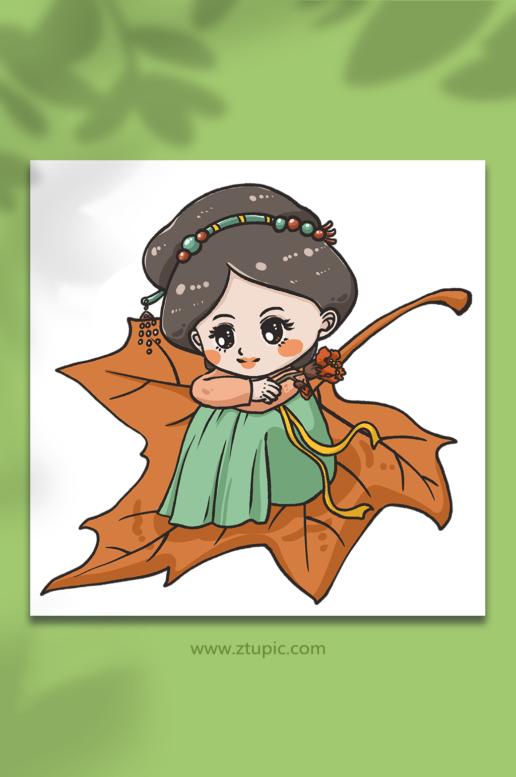 立秋节气秋季一叶知秋元素插画素材
