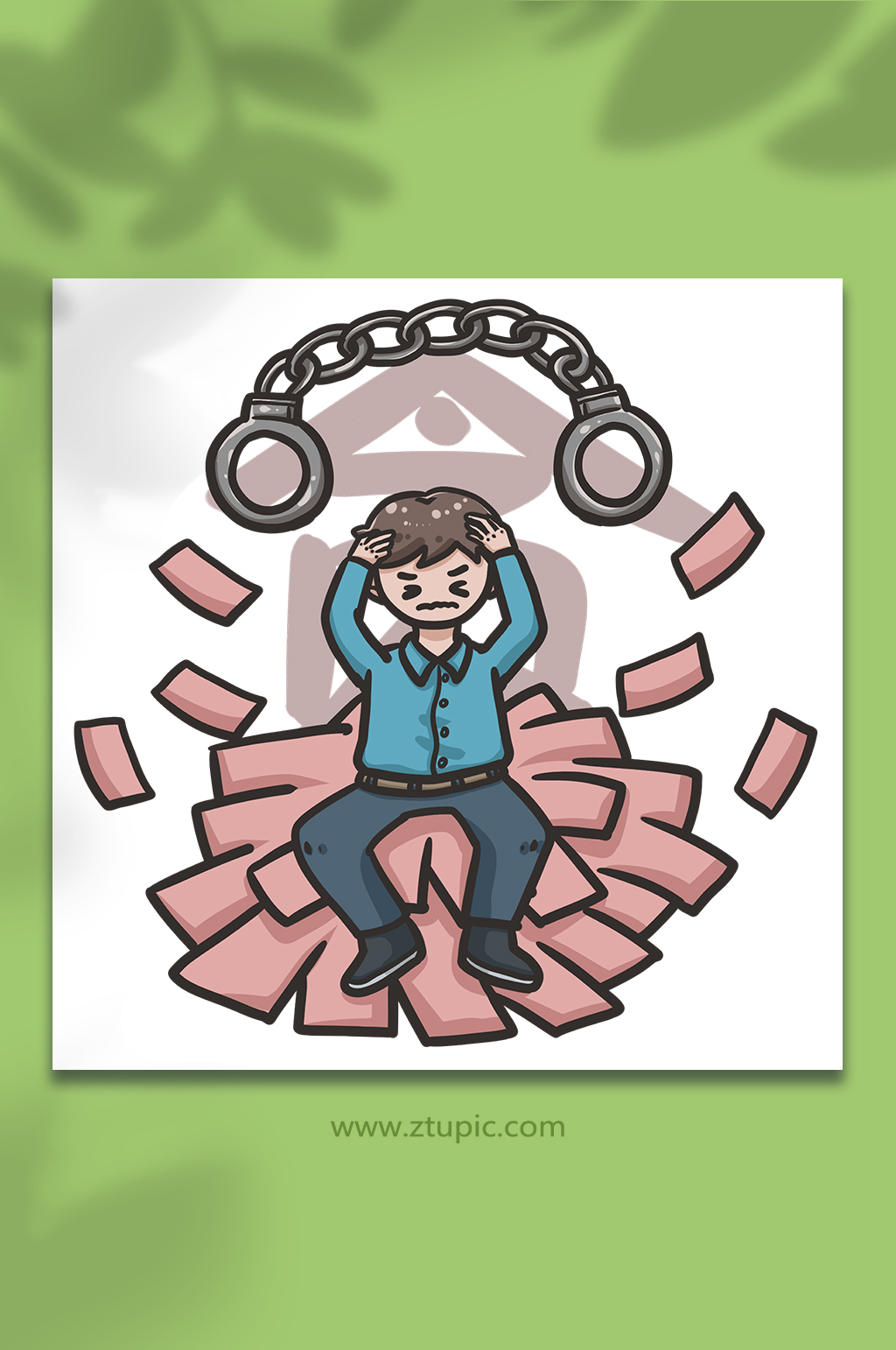 贪官拒绝贿赂反腐倡廉插画素材