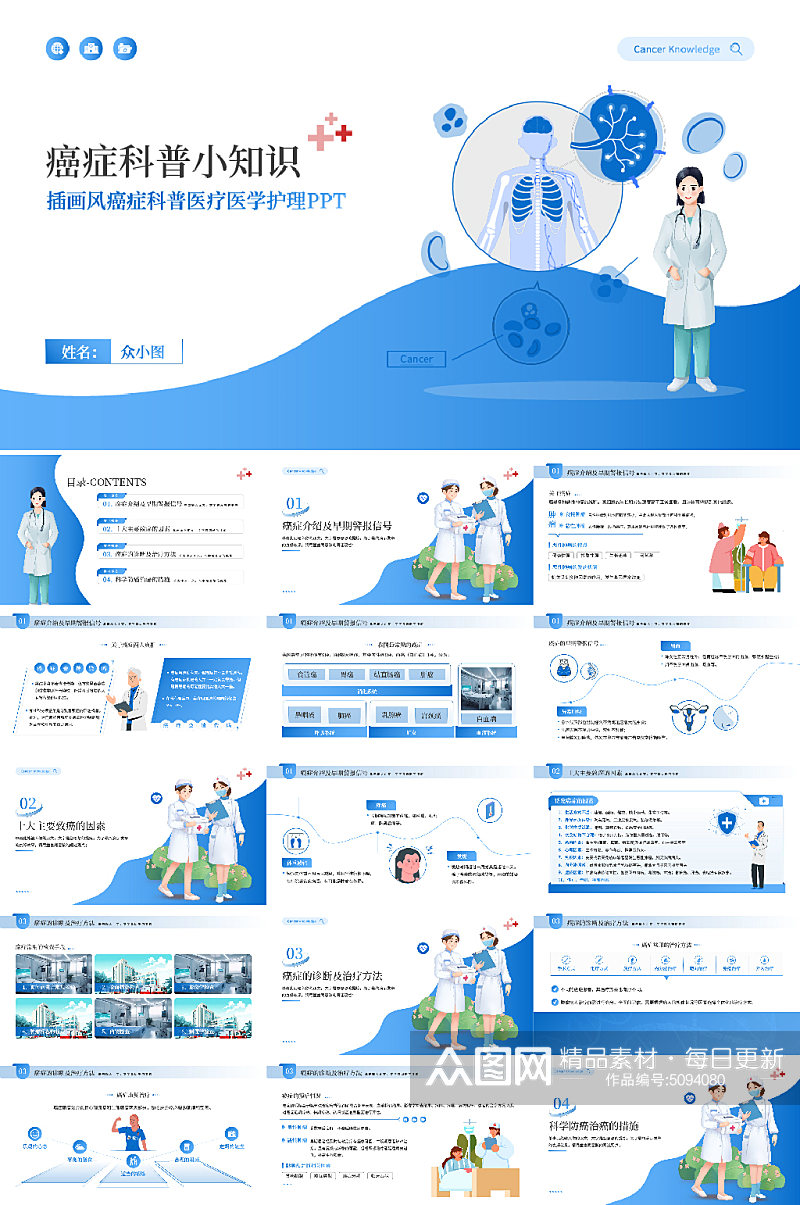 简约医院护理医疗PPT模板素材