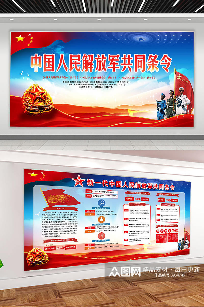 中国人民解放军新共同条令解读展板宣传栏素材