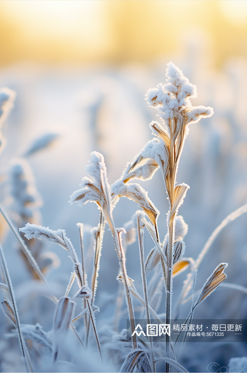 冬季霜植物数字艺术图片素材