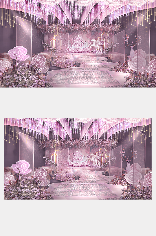 粉紫色的梦婚礼效果图