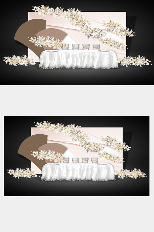 香槟婚礼效果图签到区-众图网