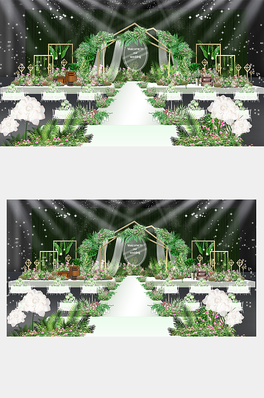 绿色森系婚礼效果图-众图网