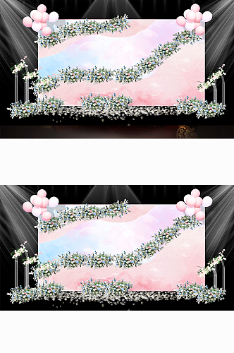 蓝粉粉色婚礼设计效果图