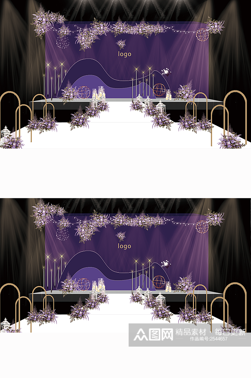浪漫紫色婚礼设计效果图素材