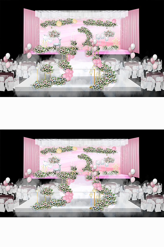 粉色生日主舞台效果图-众图网