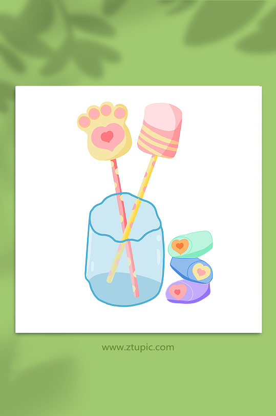 棉花糖糖果甜食元素插画