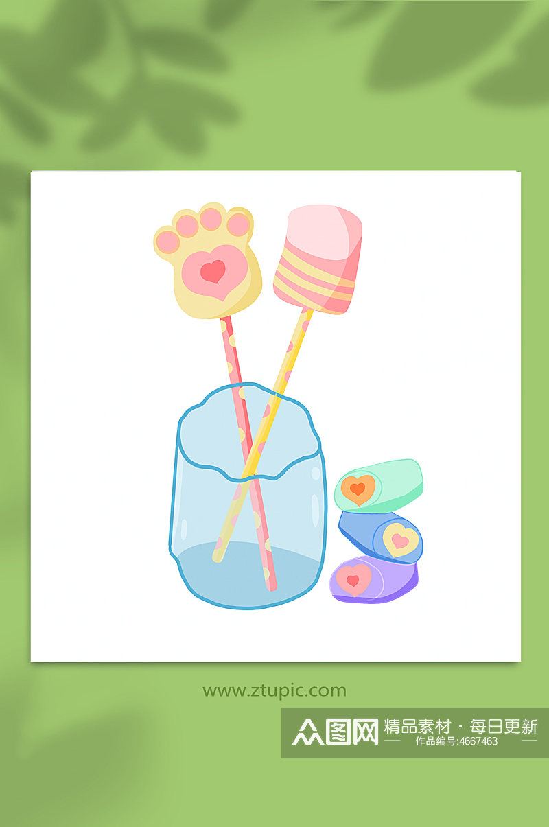 棉花糖糖果甜食元素插画素材