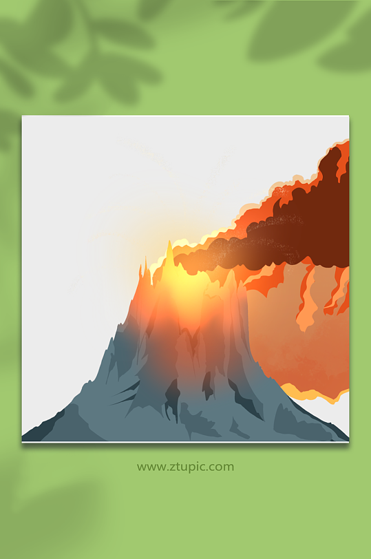 火山爆发自然元素插画