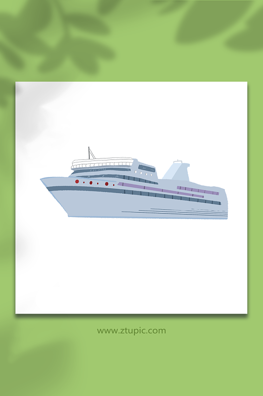 大海轮船帆船交通元素插画