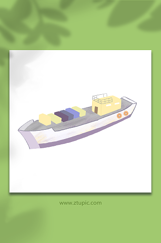 货物轮船帆船交通元素插画