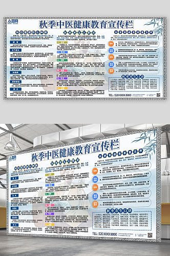 水墨风中医健康秋季养生小知识展板