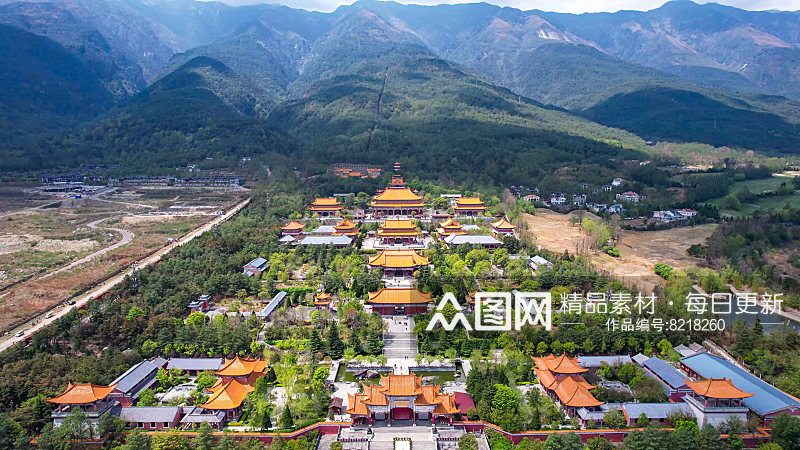 航拍云南大理崇圣寺三塔文化旅游区素材