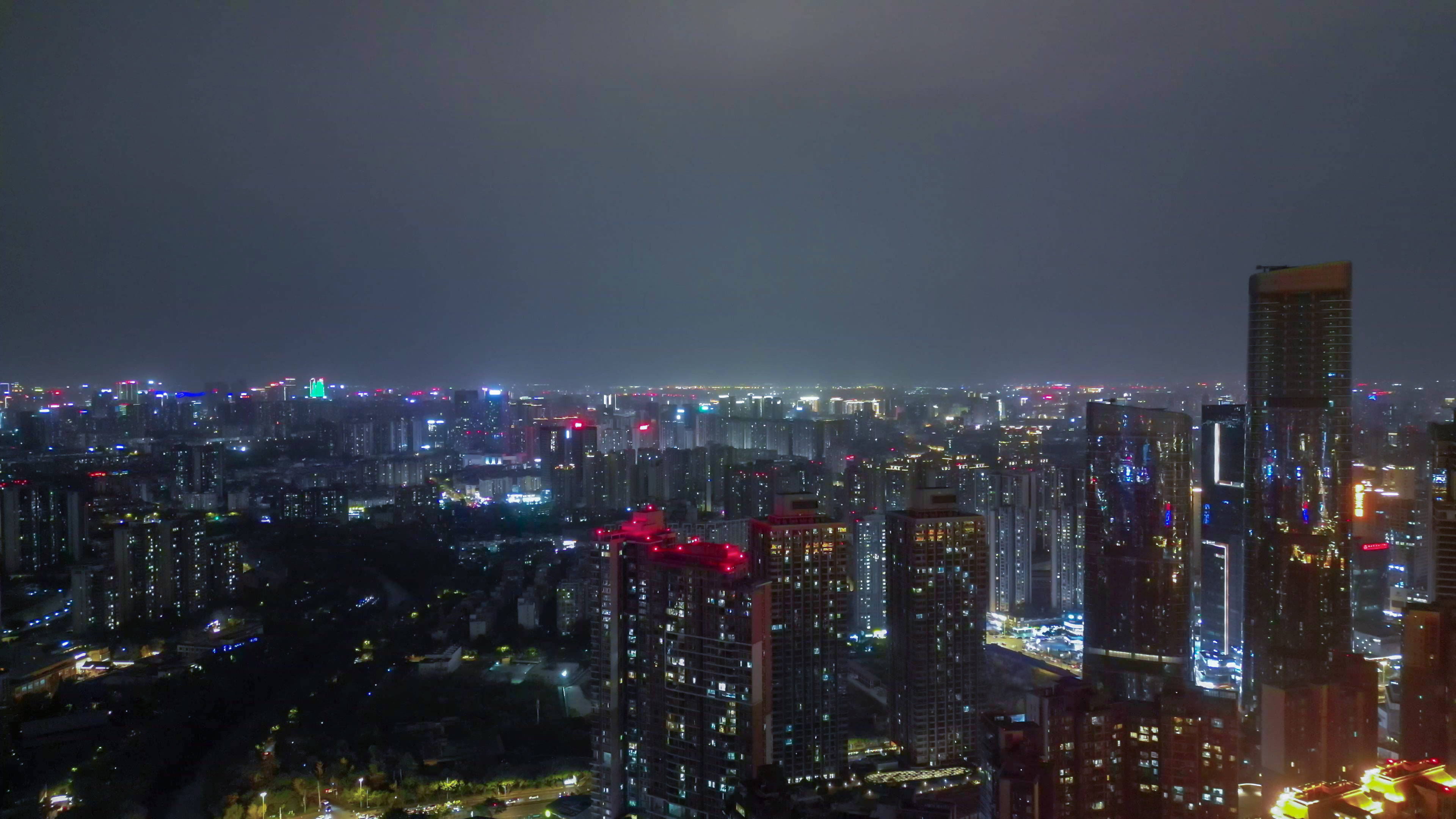 航拍四川成都夜景素材