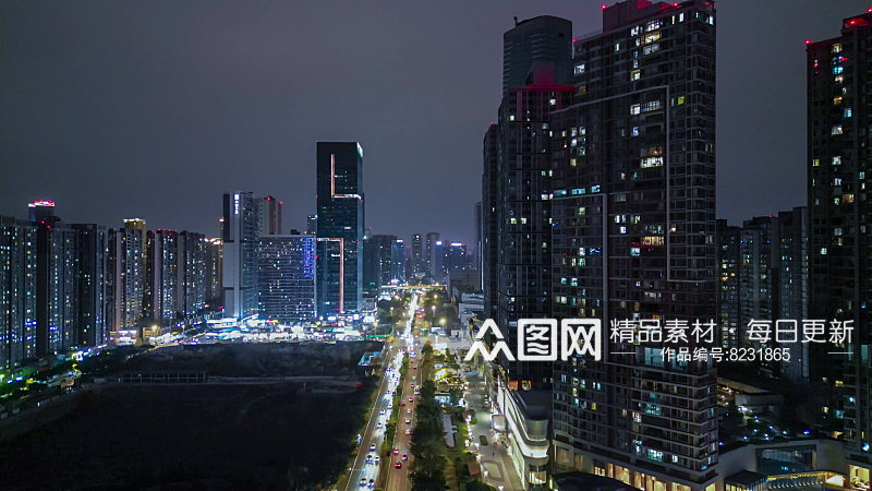 航拍四川成都大景成都夜景素材