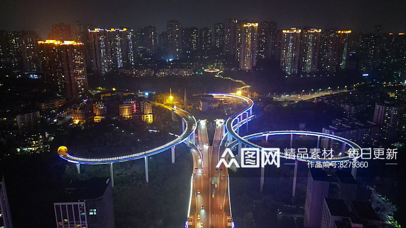 航拍重庆菜园坝大桥夜景素材