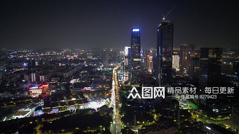 航拍广州城市夜景灯光素材