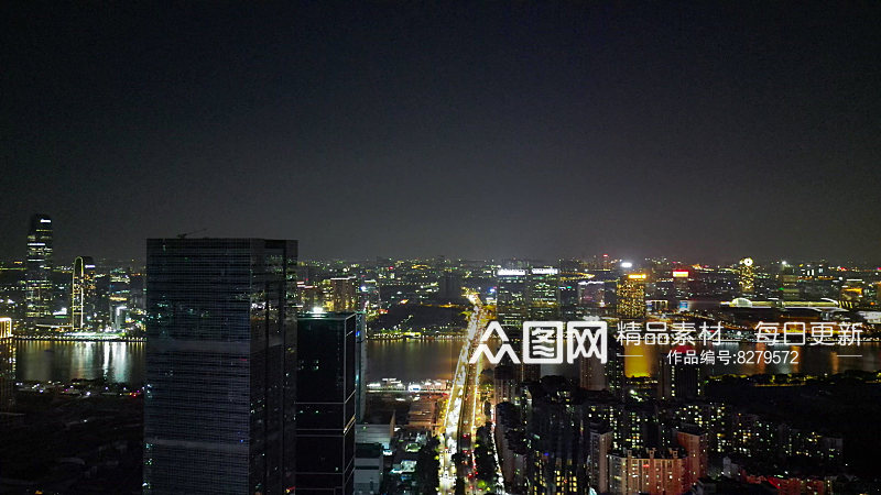 航拍广州城市夜景cbd夜景素材