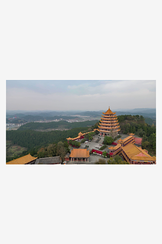 航拍四川遂宁灵泉寺风景区旅游