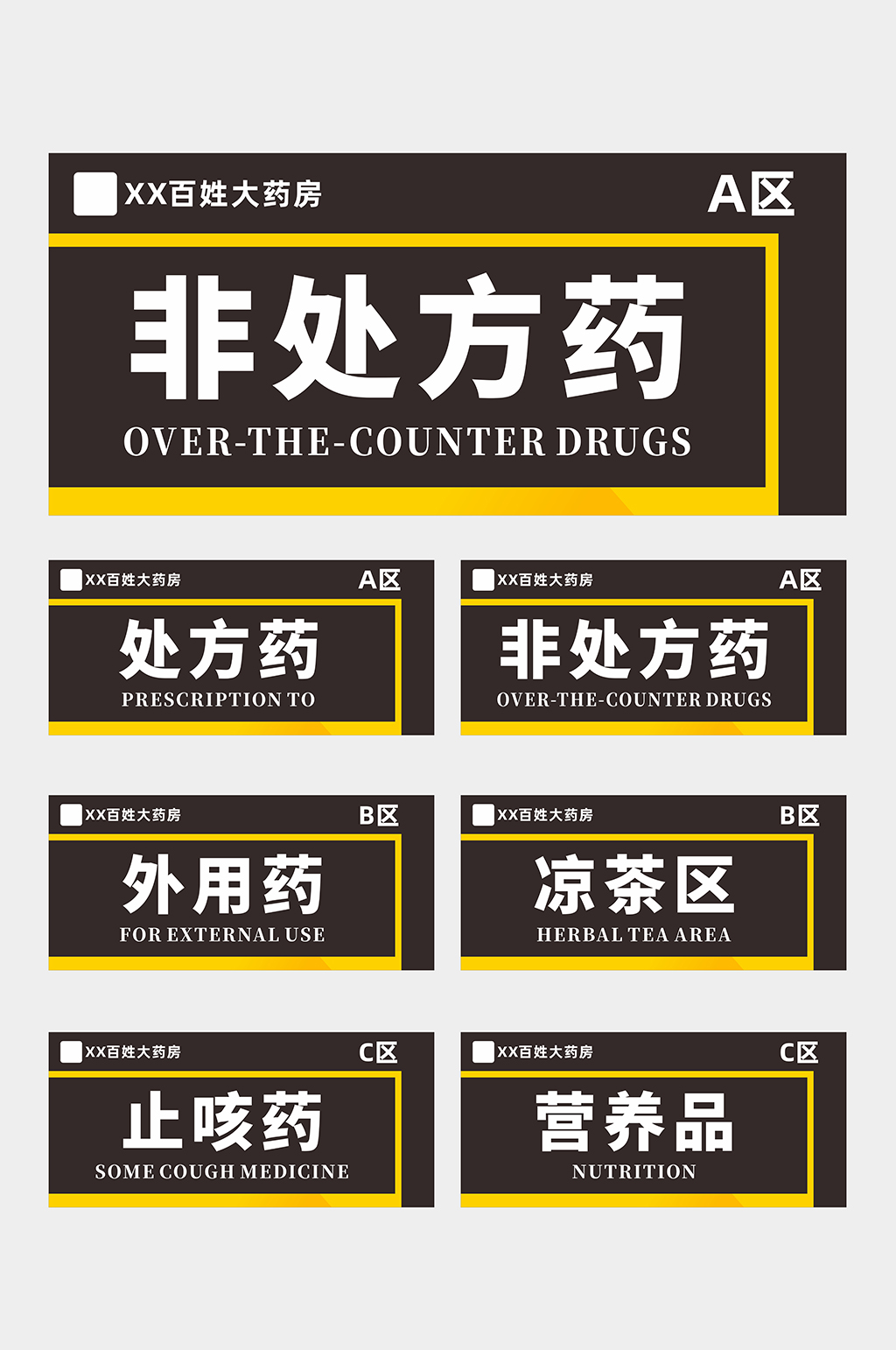 药店药房药品分类导视牌门牌素材