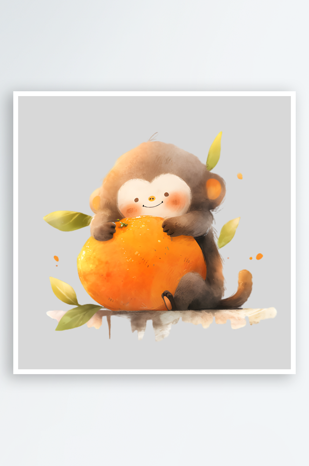 十二生肖之猴手绘插画元素素材