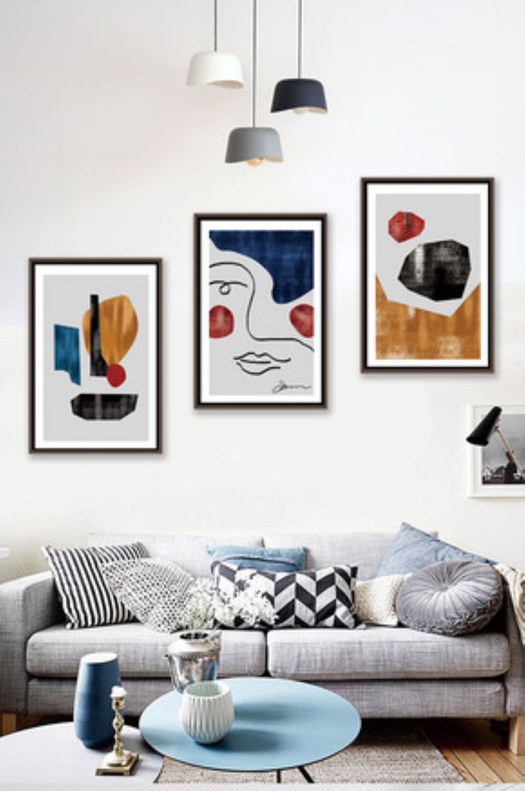 客厅人脸抽象装饰画素材