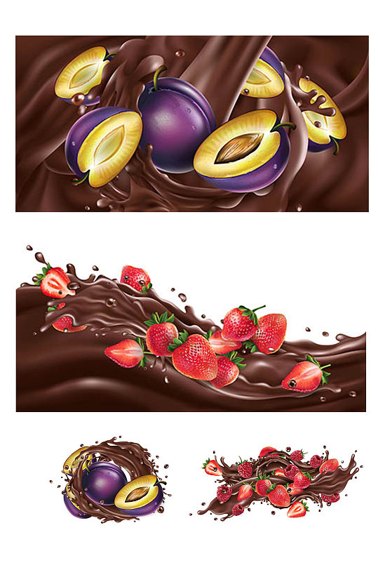矢量巧克力水果免扣元素