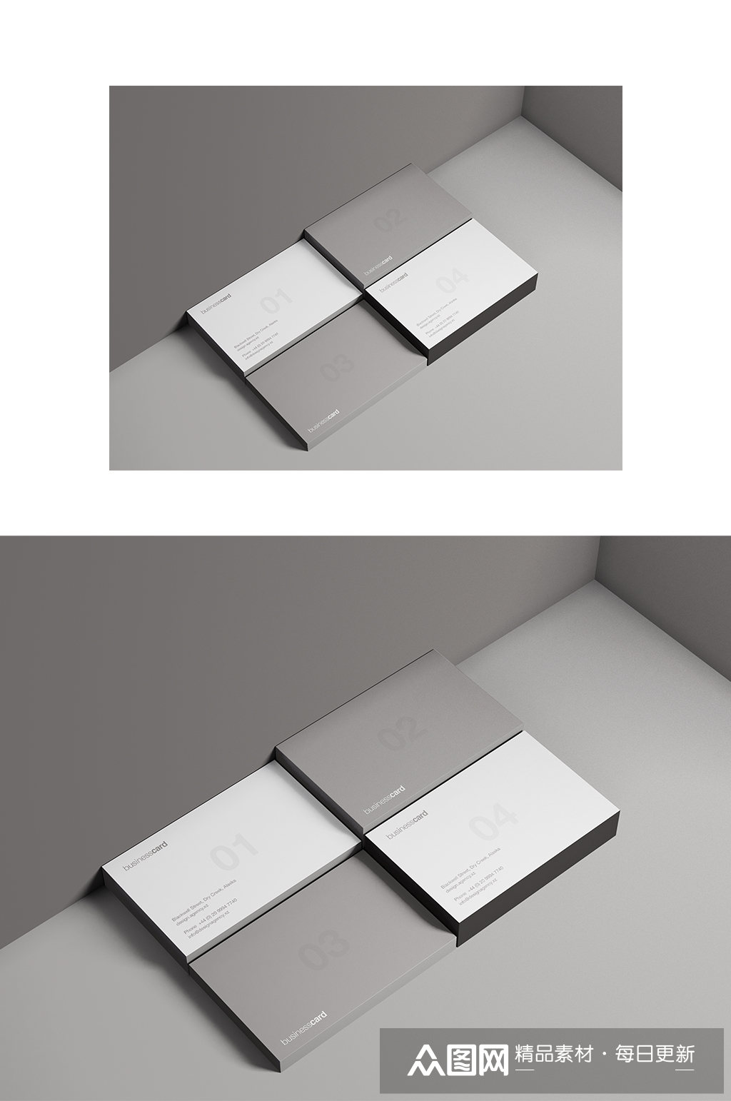 中性灰简洁名片样机模板下载-编号505450-众图网