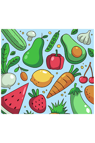 矢量水果蔬菜背景元素设计