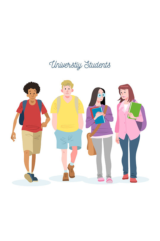 4个创意大学生矢量素材