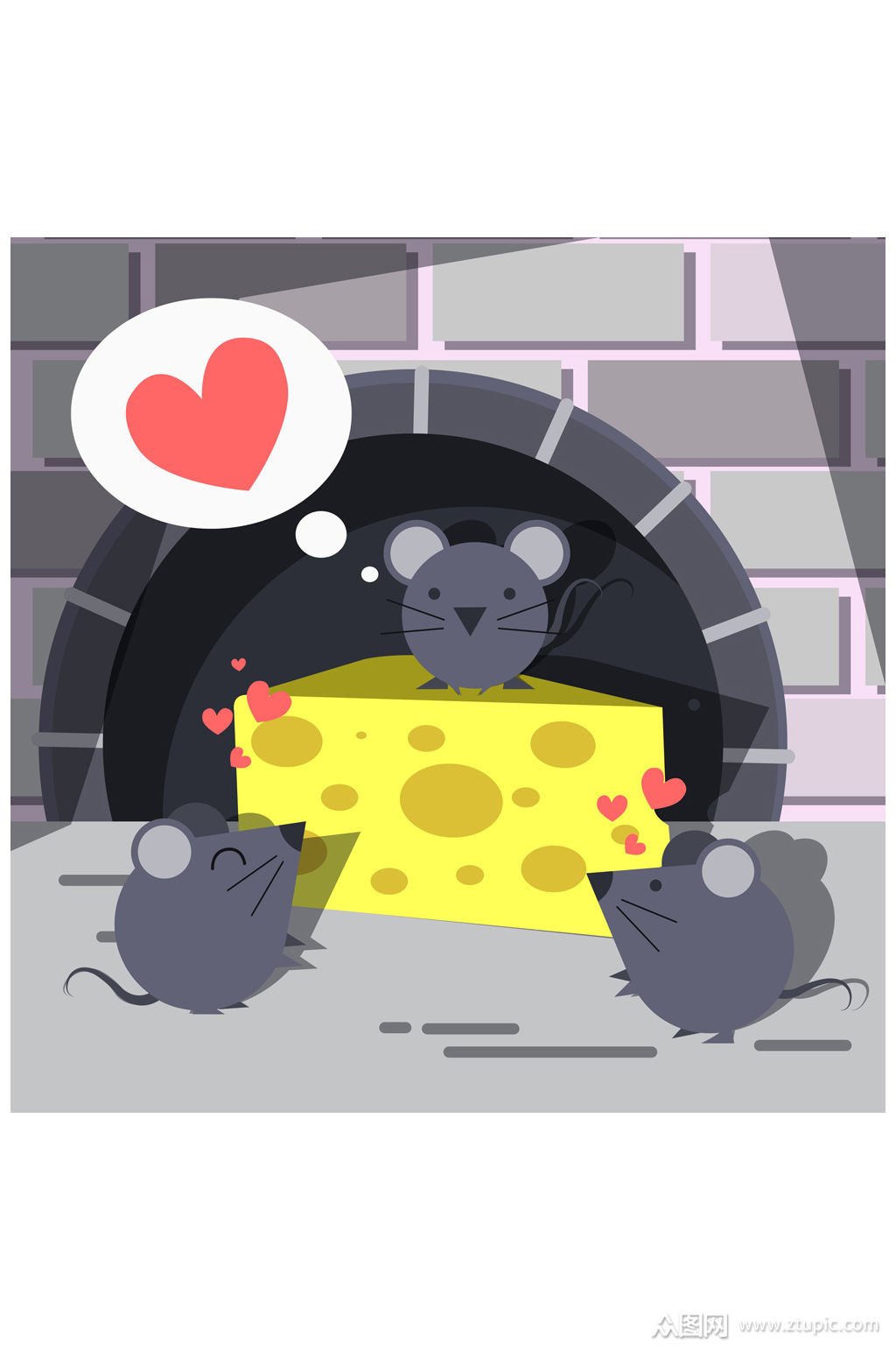 卡通偷奶酪的老鼠矢量素材