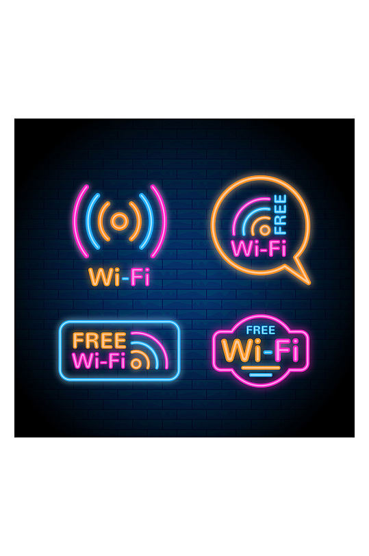 4款彩色无线网络标志矢量素材WiFi标识