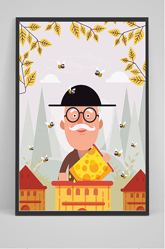 精品创意养蜂人蜂蜜海报背景元素