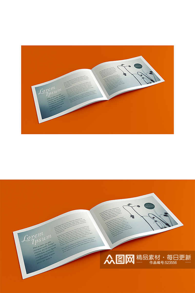 横版画册书页样机效果设计素材