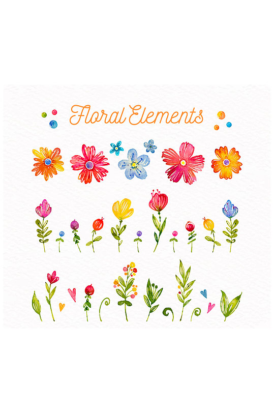 26款彩绘花卉和叶子矢量素材