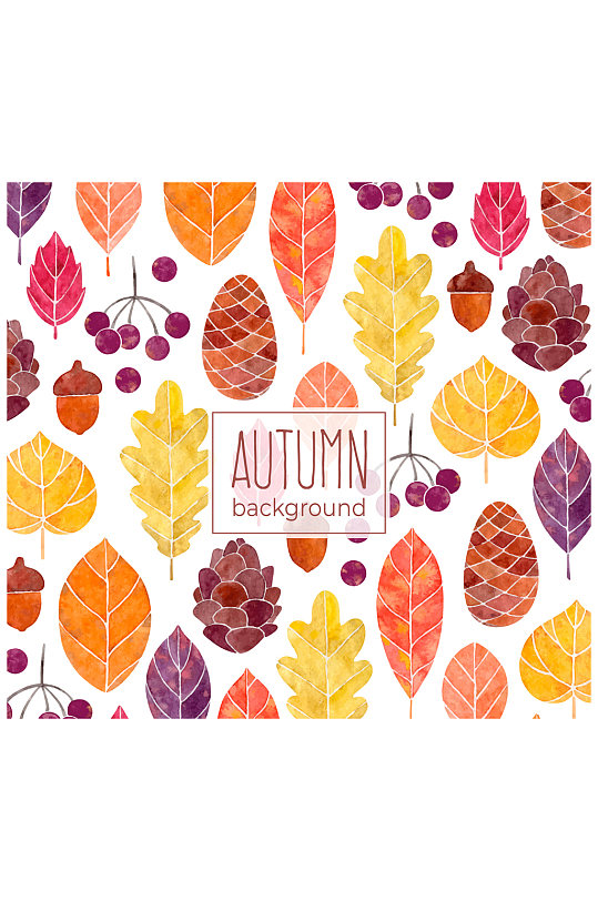 彩色秋季元素无缝背景矢量素材